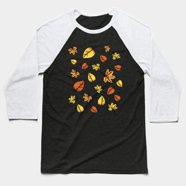 Autumn Leaf collage Baseball T-Shirt by RosArt100